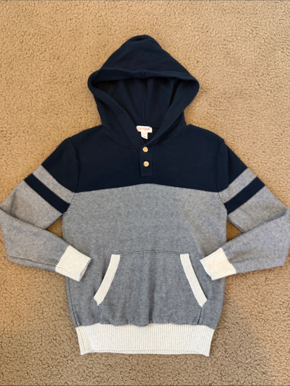 Boy’s Cat&Jack Navy & Light Gray Hooded Pullover Sweater